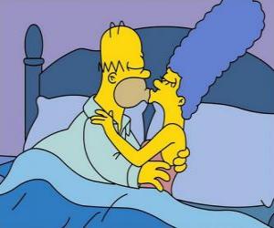 Puzzle Όμηρος και Marge δίνοντας τον εαυτό του ένα καλό βράδυ φιλί